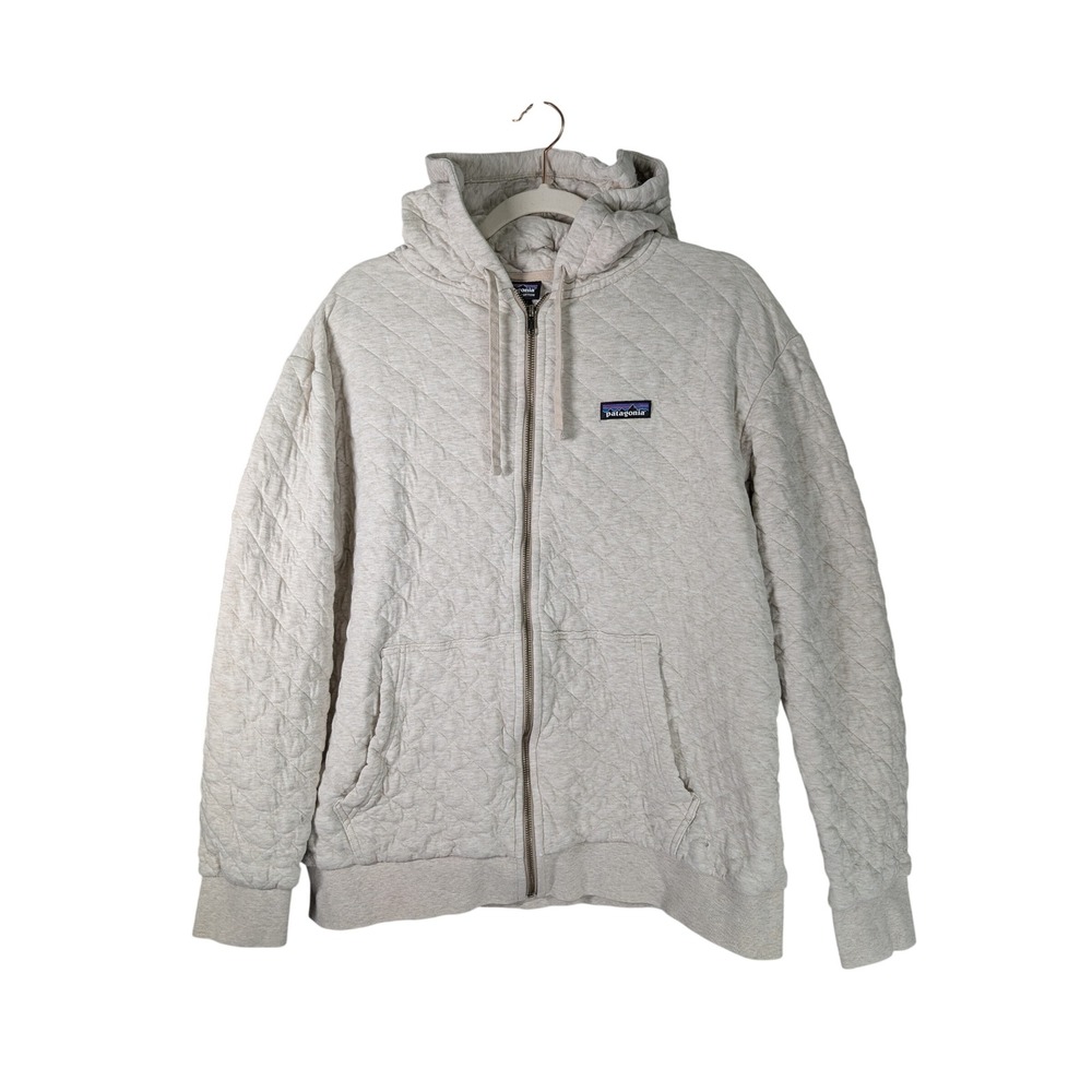Patagonia Organic Cotton Quilt Full-Zip Hoodie Womens L Oatmeal Heather